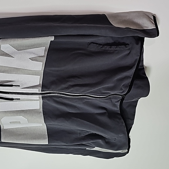 Pink Victoria's secret large gray and white zip up hoodie - Picture 3 of 6